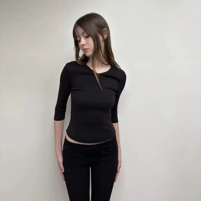 Débardeur rouge cerise T-shirt à manches longues serré multicolore couche de base haute élasticité haut cleanfit