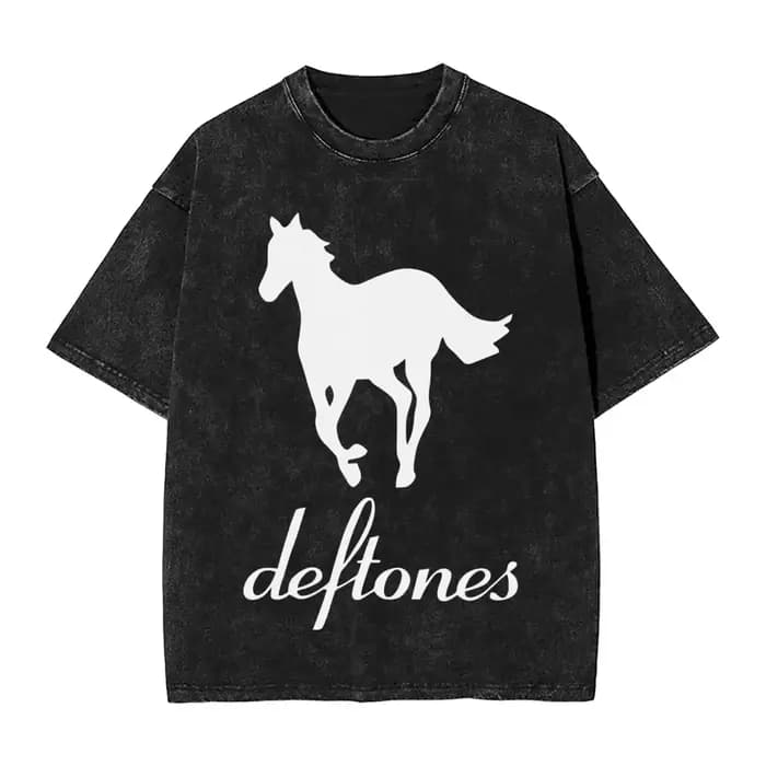Nouveauté vêtements pour hommes Ohms poney blanc Deftones groupe de Rock lavé à manches courtes col rond Y2k t-shirt