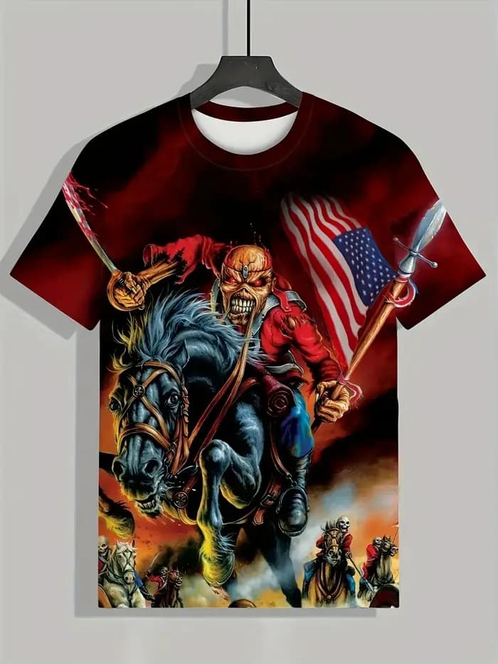 Vêtements d'été pour hommes : T-shirt surdimensionné à motif monstre robuste