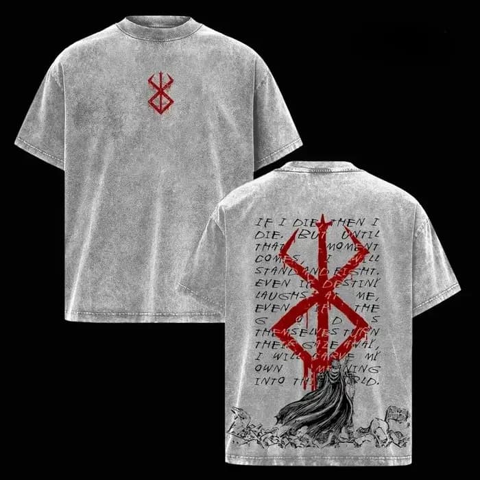 Berserk Guts Anime imprimé t-shirt hommes femmes lavé coton T-shirts Manga Vintage