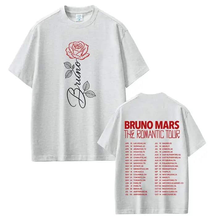 Bruno Mars The Romantic Tour 2026 T-shirt imprimé pour homme et femme
