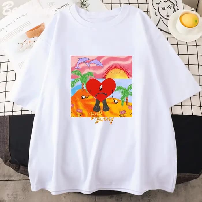 T-shirt à manches courtes Bad Bunny pour hommes et femmes