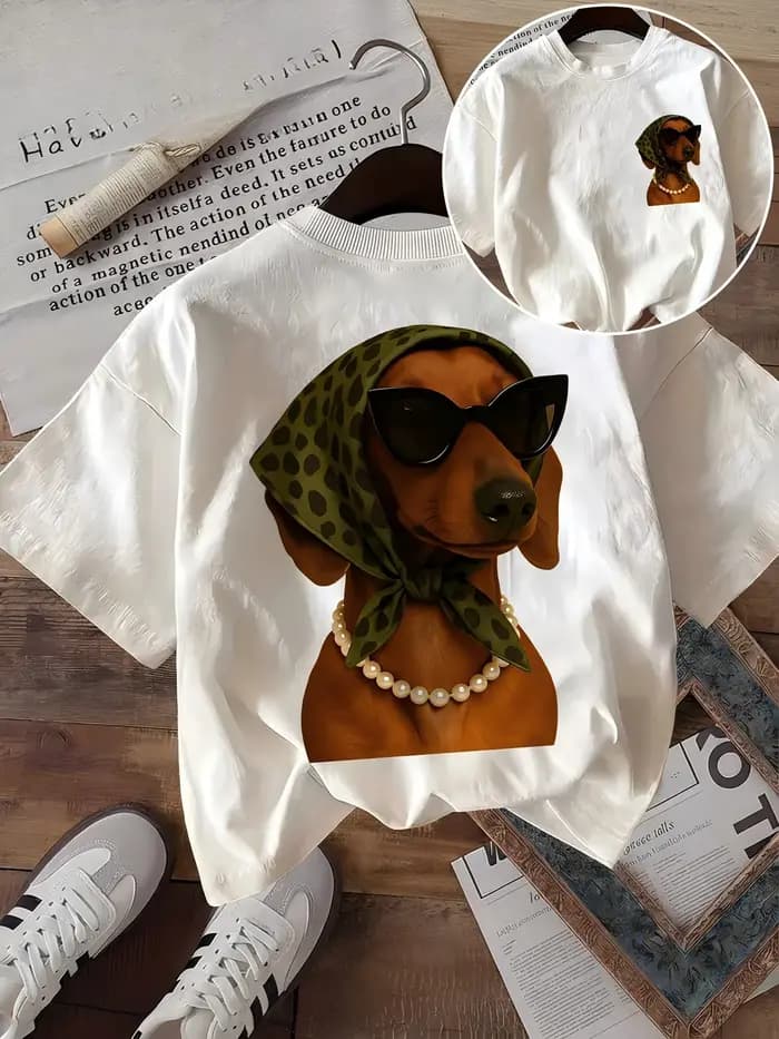 T-shirt graphique amusant Teckel pour femme