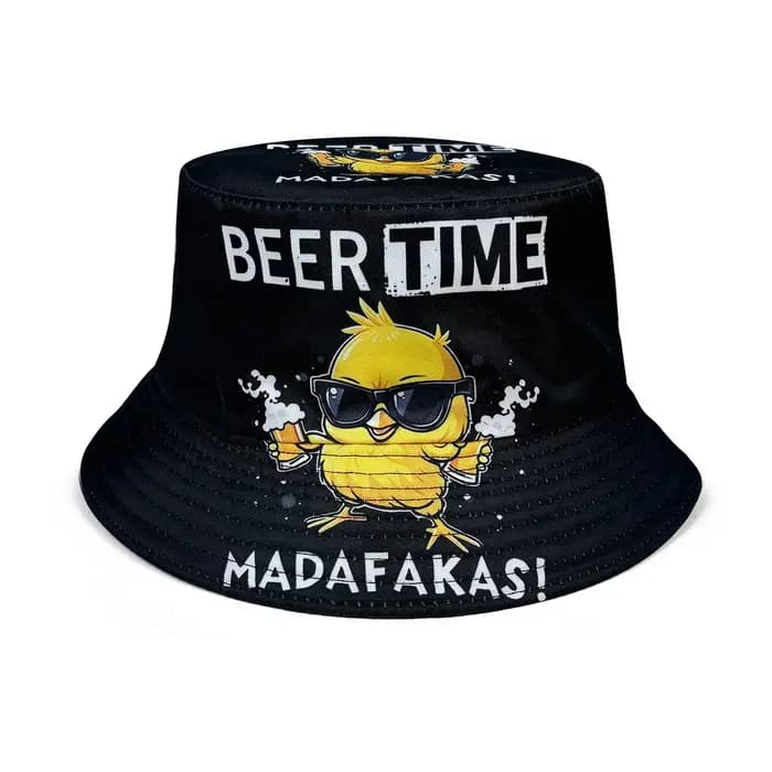Cool Duck'Beer Time' Chapeau de pêcheur graphique 3D, design léger de canard de dessin animé avec lu