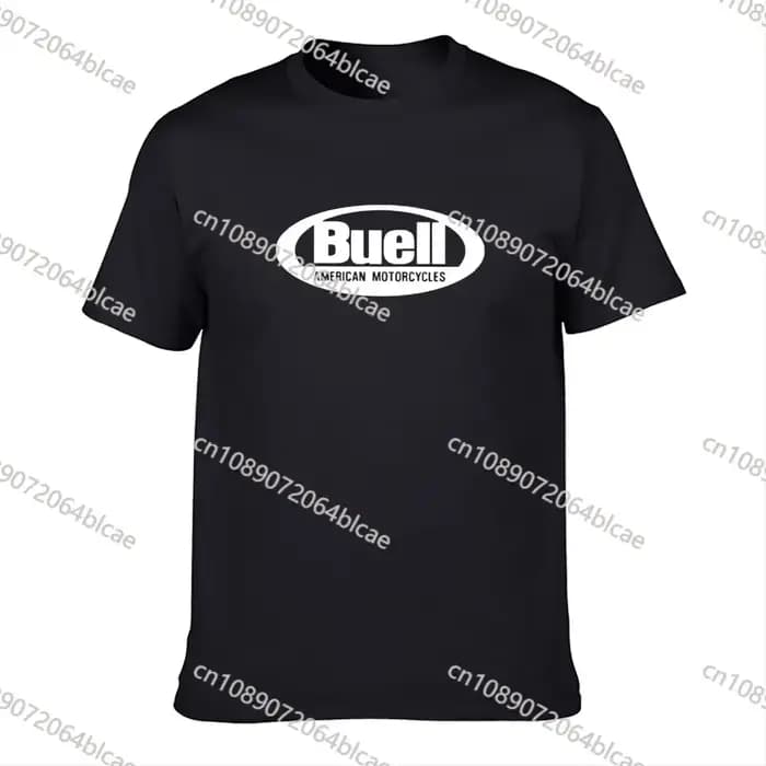 T-shirt manches courtes homme noir, estival et de marque, en coton, avec logo BUELL 73Inboulon Racin