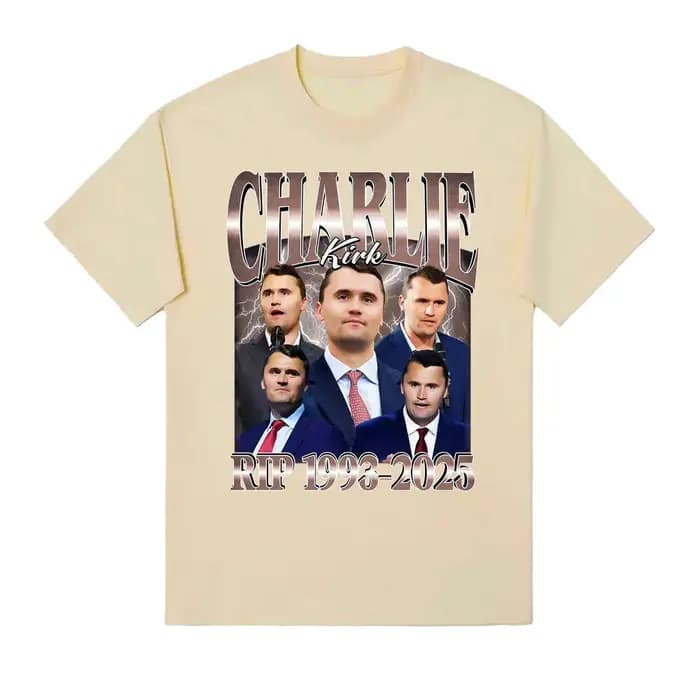 Comique Charlie Kirk RIP 1993-2025 politique commémorative rétro graphique hommes et femmes été imprimé pur T-shirt