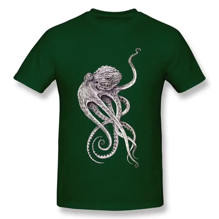 T-shirt à manches courtes imprimé pieuvre rétro pour hommes