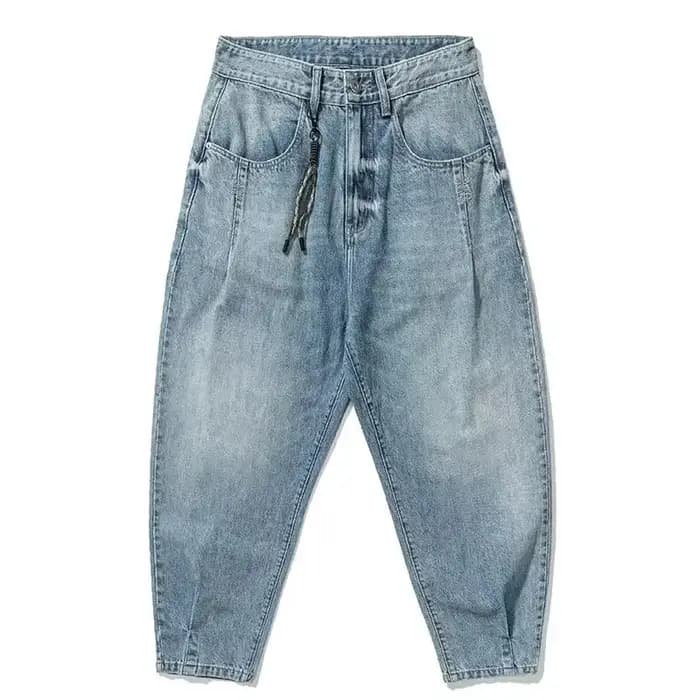 Jean ample délavé style Harlan pour homme grande taille coupe américaine rétro en toile style sarouel pour automne