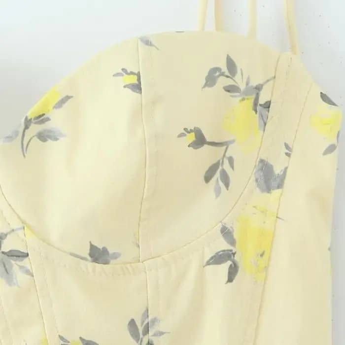 Débardeur court à imprimé floral doux style américain