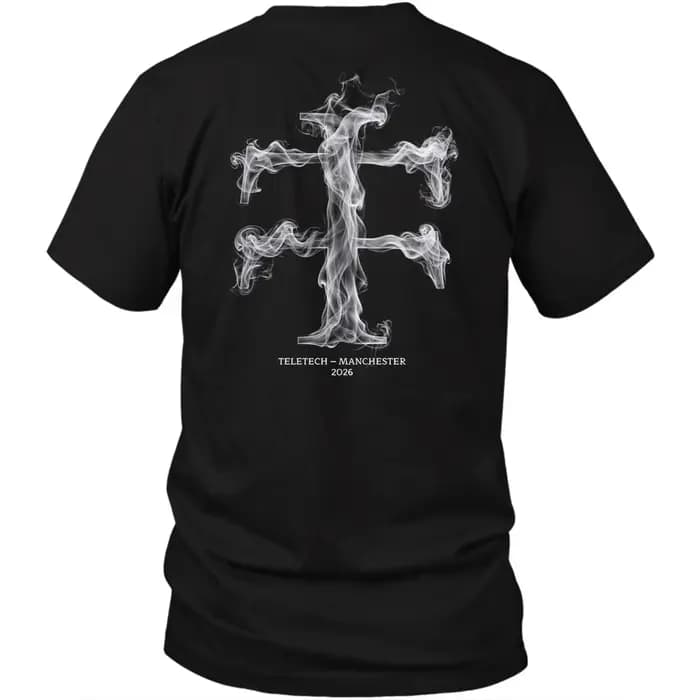 Teletech Manchester 2026 T-shirt imprimé au dos Techno Rave Electronic Music surdimensionné unisexe à manches courtes en coton avec motif graphique