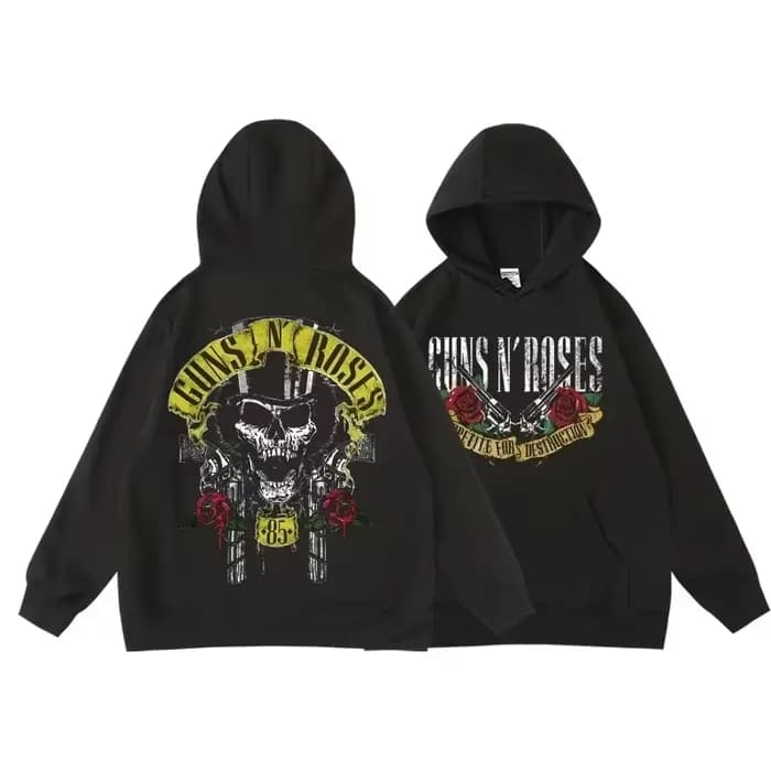 Guns N' Roses We'Re Back sweat à capuche Style de rue rétro pour femmes col rond poche pull polaire
