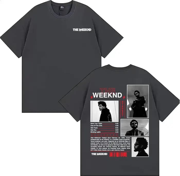 Rappeur The Weeknd Starboy Album couverture T-shirt vêtements pour hommes Harajuku Punk Hip Hop T-shirts homme 100%
