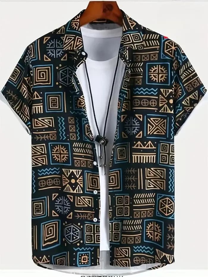 Hawaï chemises pour hommes 3D Paisley graphique à manches courtes T-shirt décontracté revers boutons
