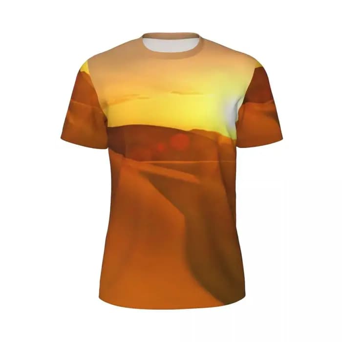 Désert coucher de soleil T-Shirt Cactus paysage à la mode Cool Gym t-shirts manches courtes respirant