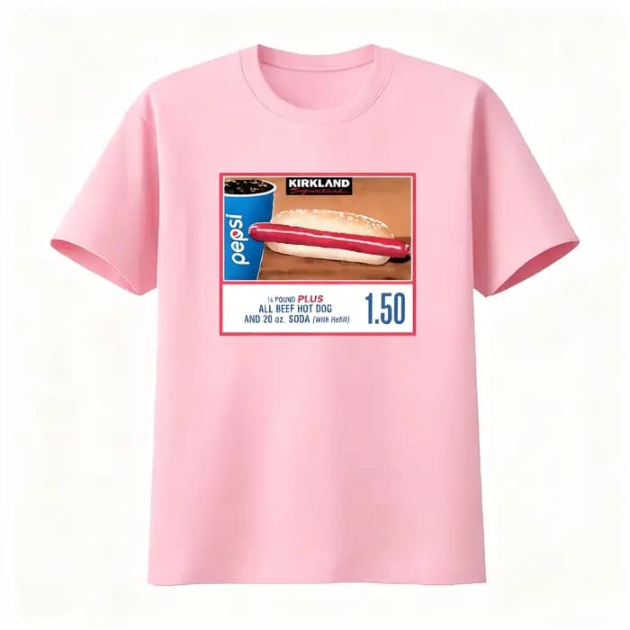 T-shirt Meme Costco Hotdog avec design Hot Dog tout bœuf de plus de 1