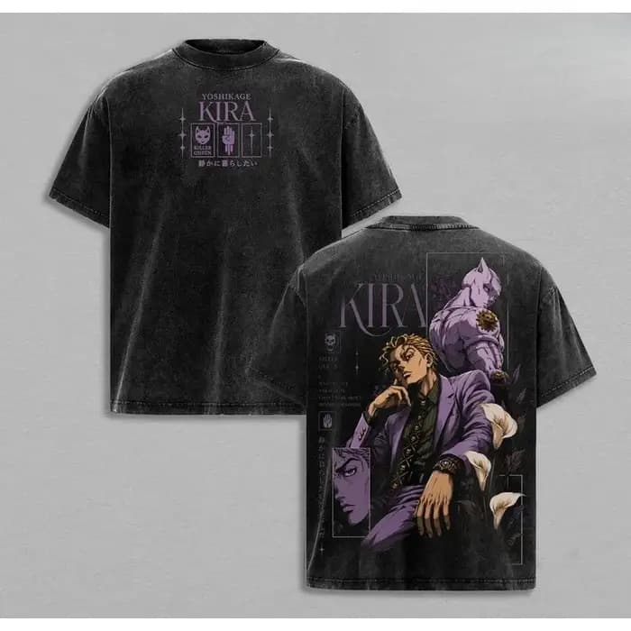 T-shirt Manga Kira Yoshikage JoJo's Bizarre Adventure pour Homme, T-shirt Vintage Lavé, T-shirt en C