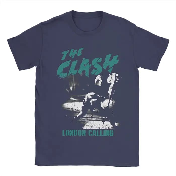 T-shirt The Clash London Calling pour hommes et femmes, t-shirts vintage, col rond, vêtements à manc