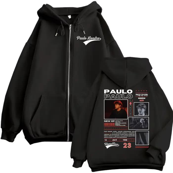 Rappeur Paulo Londra Homerun Album Merch sweat à capuche Harajuku Hip Hop Pop musique sweat zippé ho