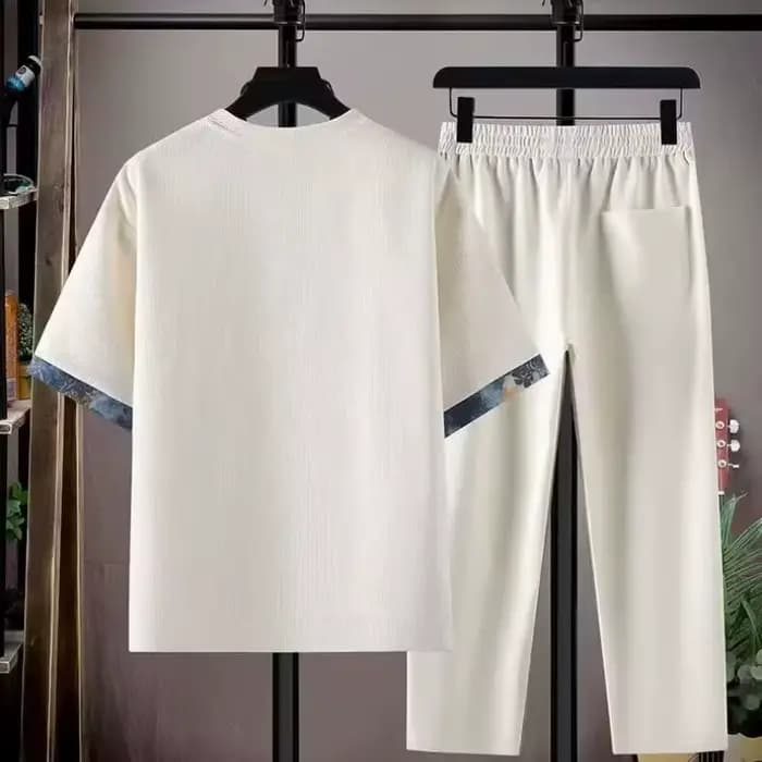 Hommes T-shirts pantalons décontractés 2 pièces ensemble nouveau automne surdimensionné noir survêtement M-8XL