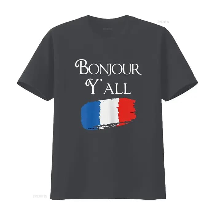 Bonjour Y tout drôle drapeau français t-shirt France amant vintage lavé homme mode décontracté élégant respirant unisexe polyvalent