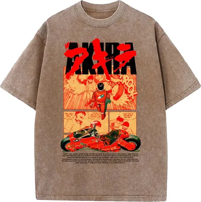 Akira Vintage Manga graphique T-shirt Harajuku lavé surdimensionné