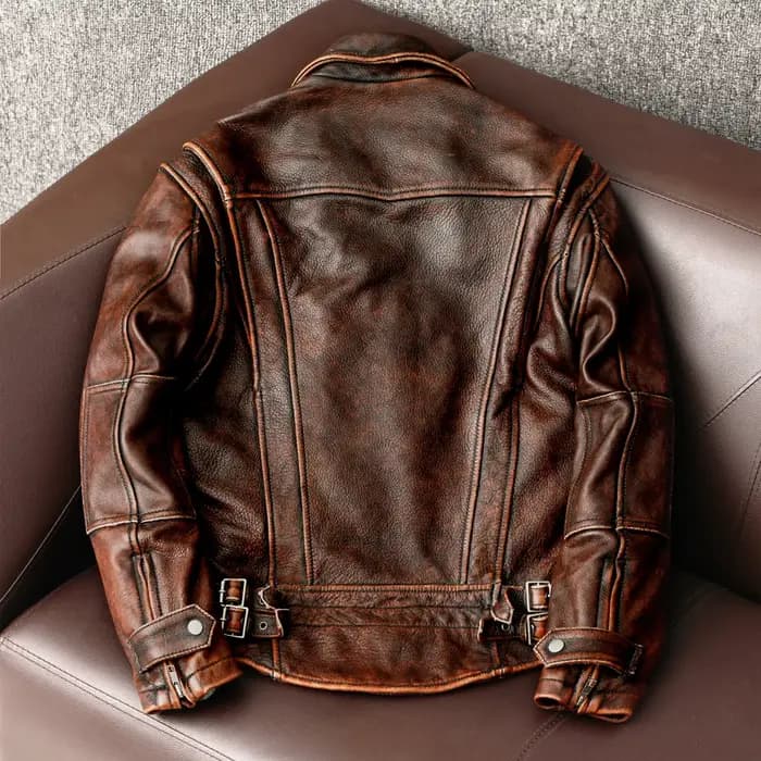 Veste en cuir à queue d'hirondelle pour hommes