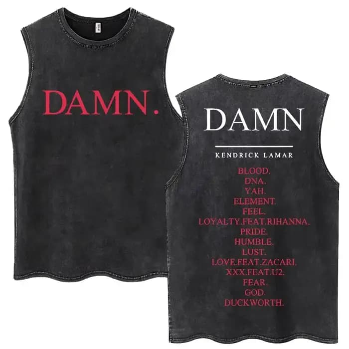 Débardeur Vintage délavé rappeur Kendrick Lamar Album pour hommes
