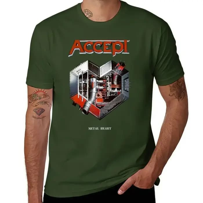 Accept-T-Shirt Vintage Surdimensionné pour Homme