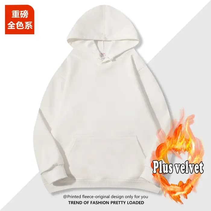 2026 hommes et femmes 600g coton argent renard polaire à capuche à manches longues sweat couleur unie Couple