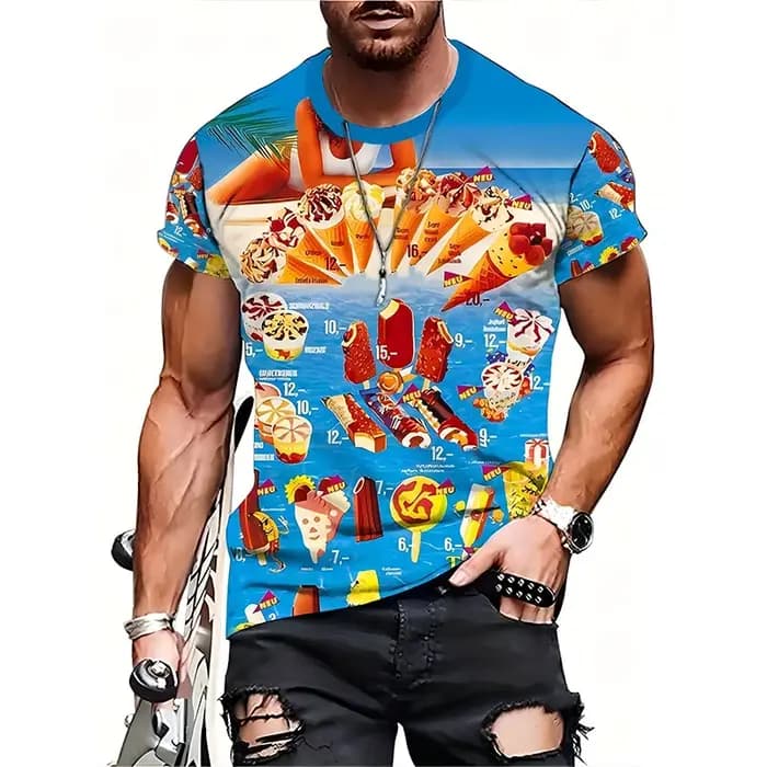 T-shirt graphique crème glacée pour hommes