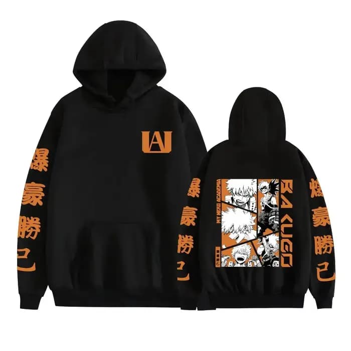 Kaminari Denki mon héros académique Anime automne hiver sweat à capuche Y2K vêtements Bakugo Katsuki motif