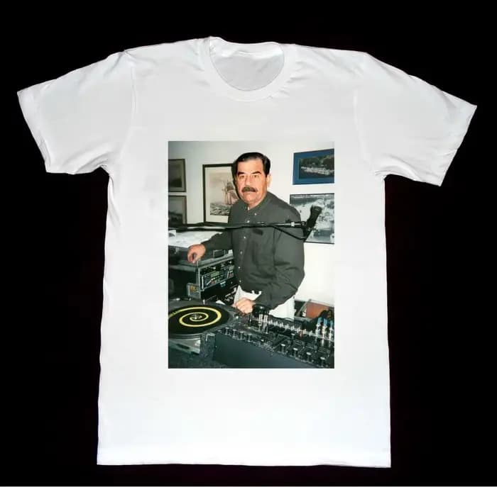 Dj Saddam Hussein t-shirt techniques 1200 maison irak Edm Hip Hop nouvelle marque vêtements personnalisé impression spéciale hommes Photo t-shirts