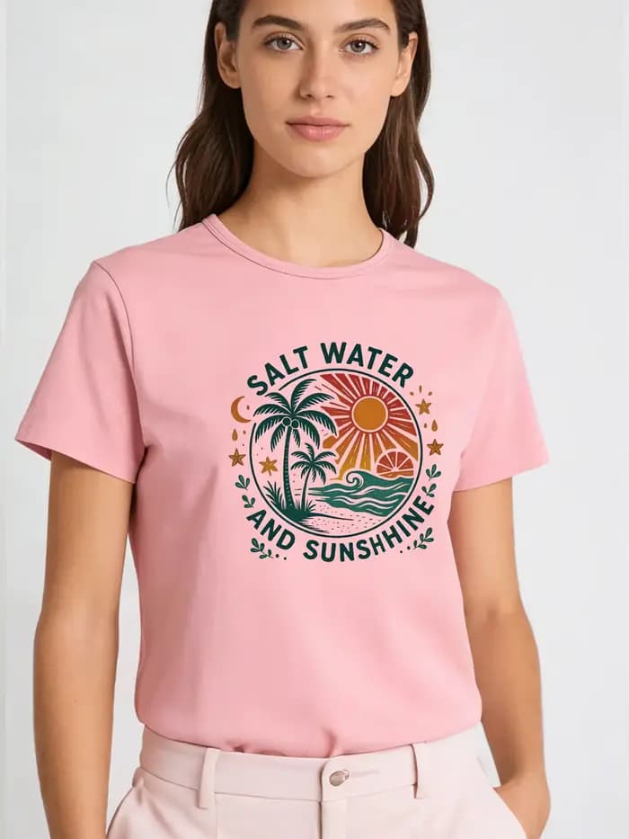 T-shirt pour femme avec motif « Salt Water and Sunshine »