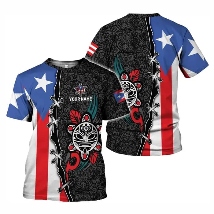 Porto Rico drapeau graphique T-shirt hommes 3d imprimé