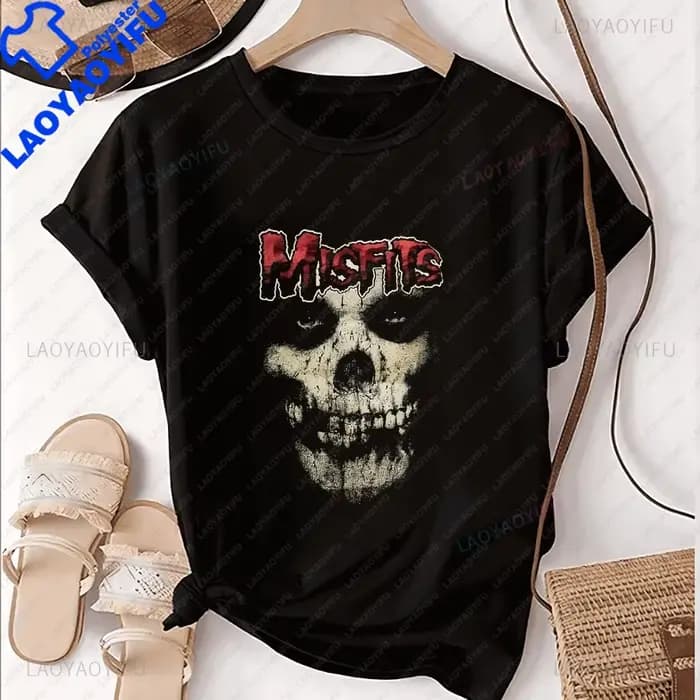 T-shirt imprimé Misfits - T-shirt gothique unisexe à manches courtes pour hommes et femmes - Grande