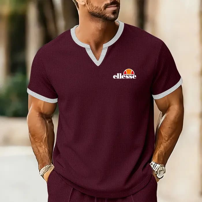 T-shirt ellesse pour homme de qualité supérieure : texture gaufrée douce pour la peau