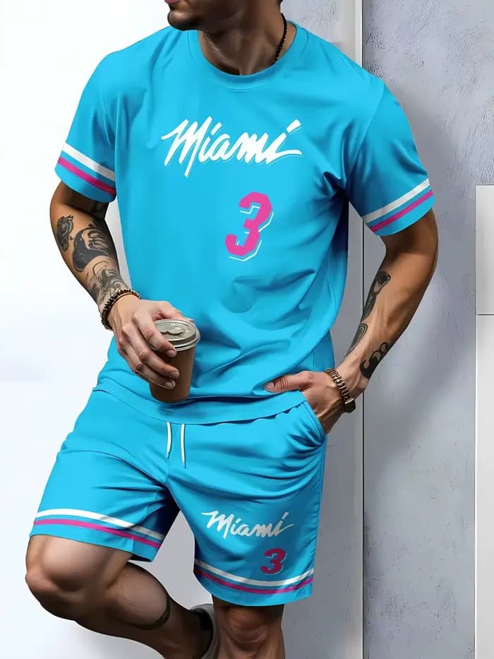 2025 hommes été nouveau décontracté respirant à manches courtes T-shirt ensemble short et haut sport