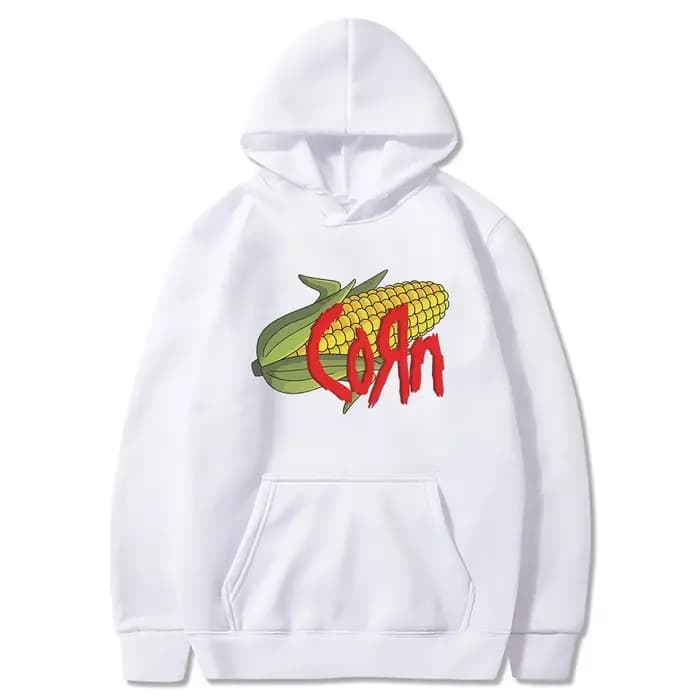Korn maïs drôle Meme graphique à capuche hommes femmes Vintage gothique Rock sweat homme décontracté polaire coton