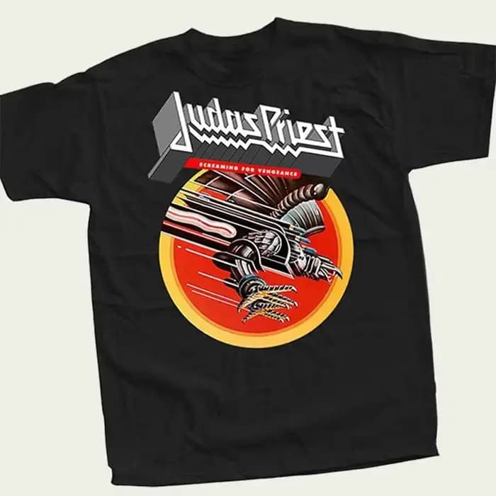 T-shirt rétro Judas Priest Screaming for Vengeance 1982, t-shirt vintage de groupe musical, unisexe,
