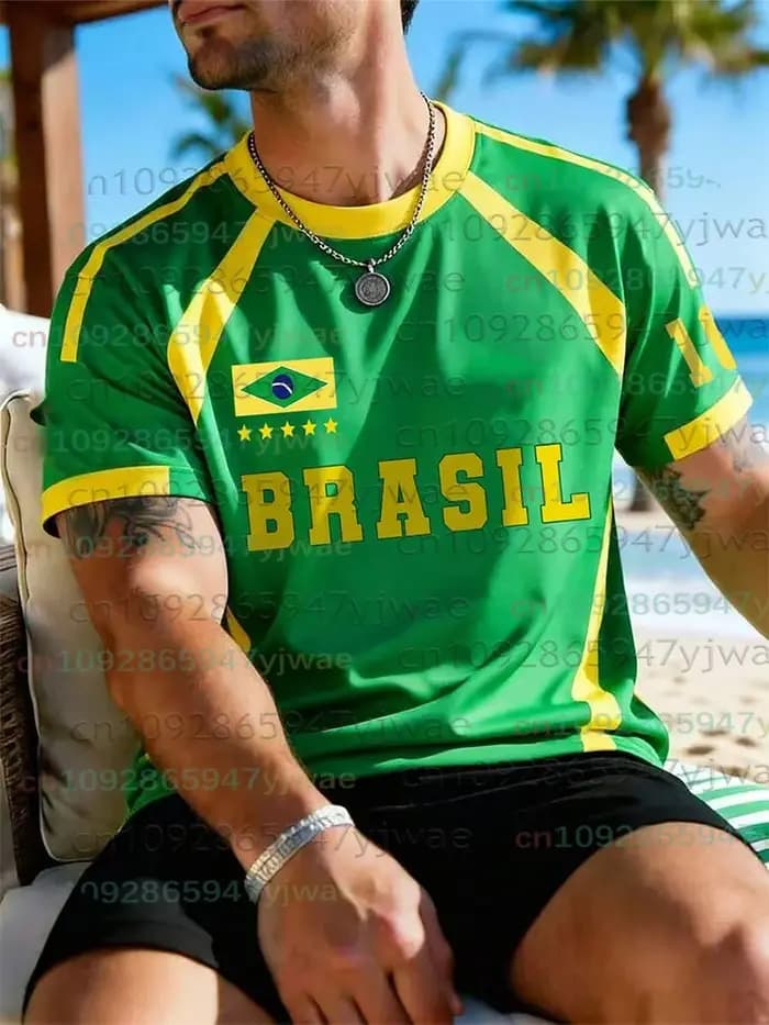Nouveaux Maillots de Football Brésil 2026 pour Hommes – T-shirts Classiques God Brazil à Manches Courtes
