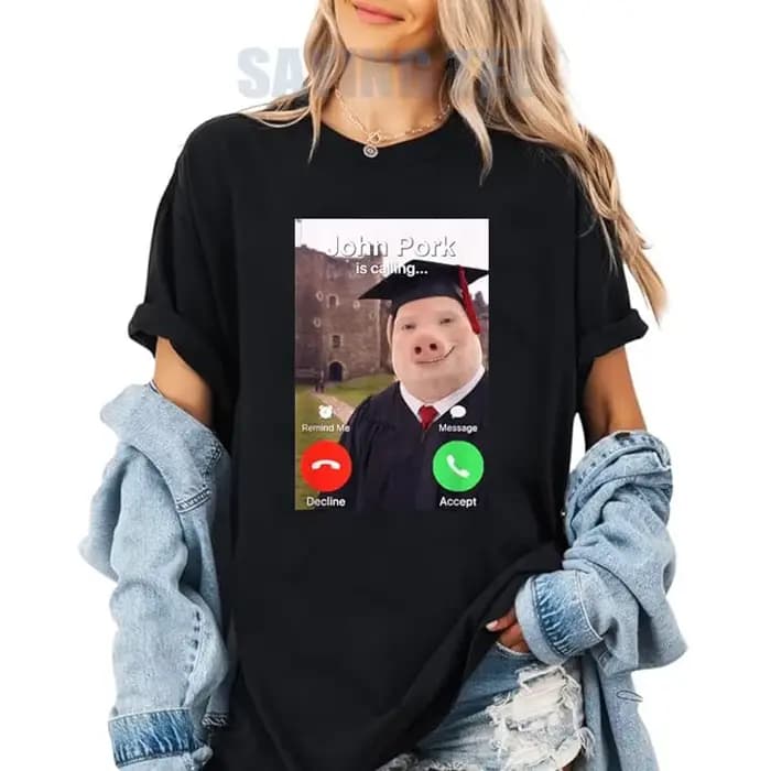 T-shirt drôle John Pork Dih Meme Classe de 2026 Y2K pour la remise des diplômes