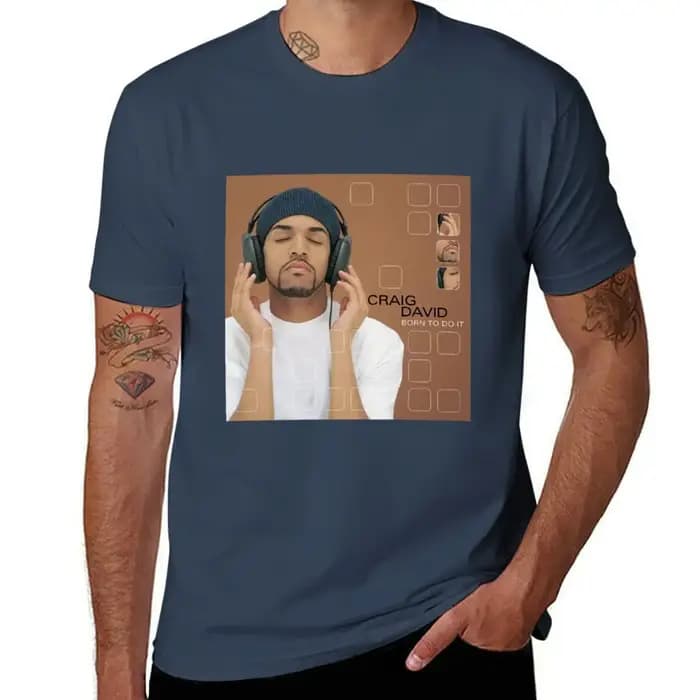 T-shirt Craig David Born to do it, décontracté, coupe ample, à manches courtes