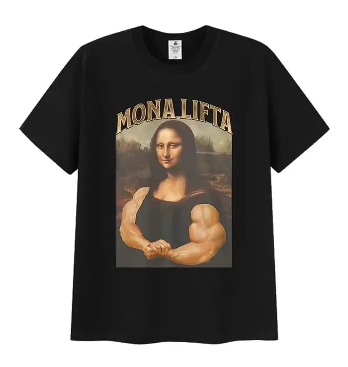 Mona Lifta Funny Gym Graphic T-shirt Homme Femme Vintage Haute Qualité