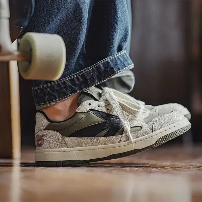 Maden hommes rue baskets à la mode rétro couleur bloc chaussures de Skate décontractées plate-forme épaisse semelle