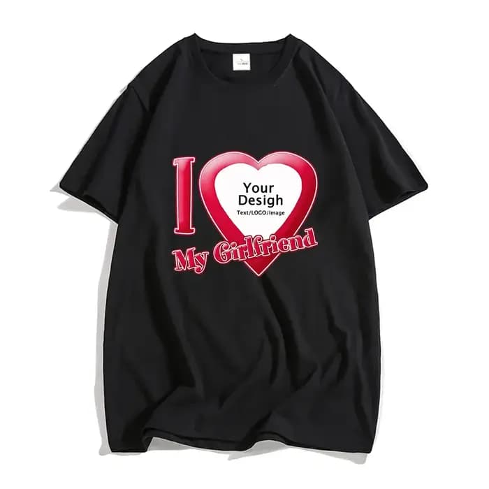 Bricolage j'aime mon petit ami petite amie T-shirt Hip Hop T-shirt personnalisé Y2k rue tendance hau