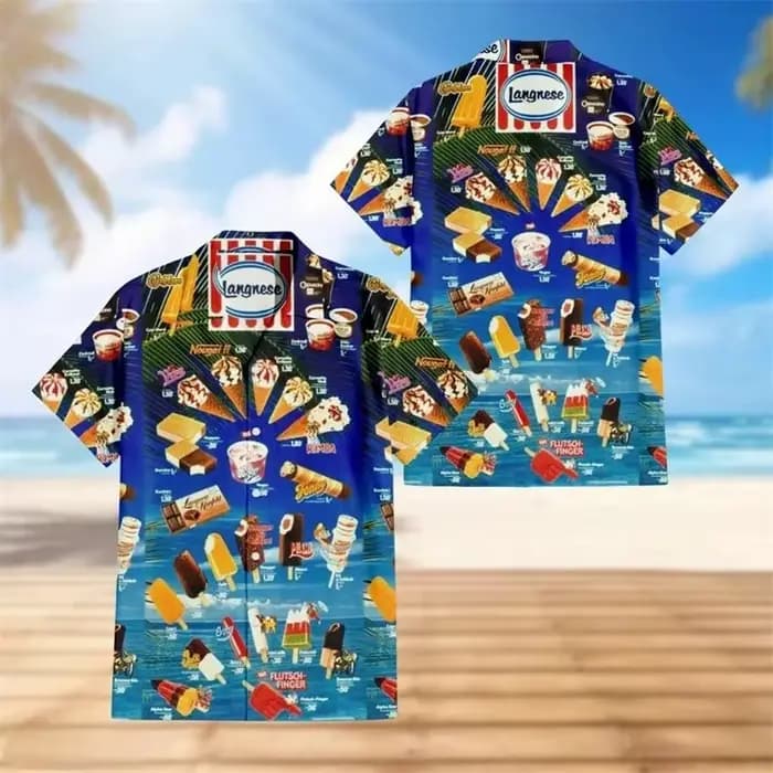 Chemise hawaïenne graphique crème glacée pour hommes