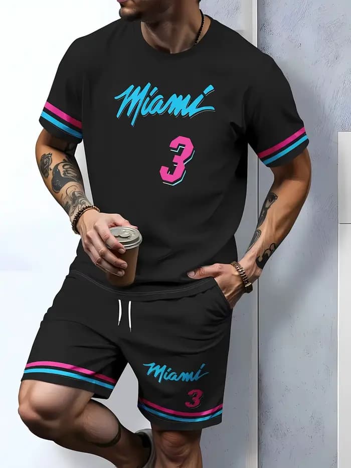 2025 hommes été nouveau décontracté respirant à manches courtes T-shirt ensemble short et haut sport