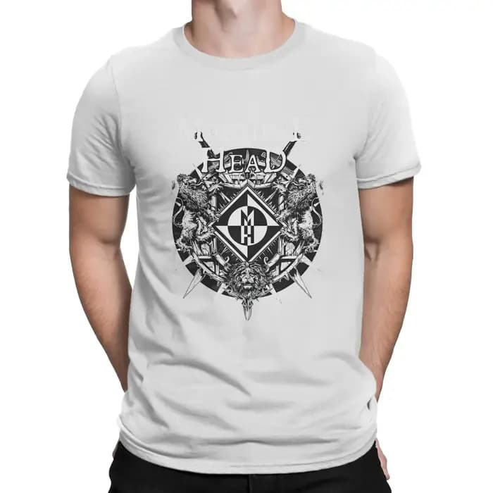 T-shirt en pur coton à col rond pour hommes, tête de machine créative, vêtements d'extérieur de disc