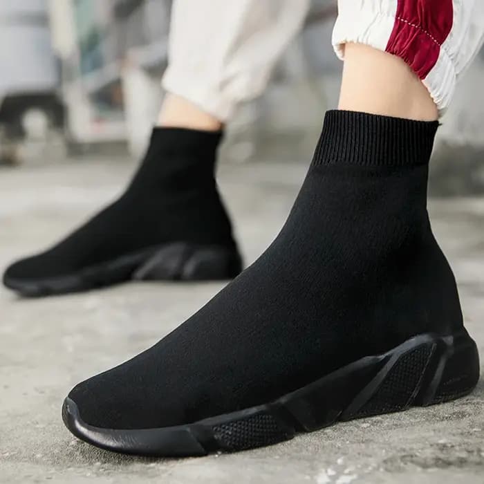 2025 printemps baskets pour hommes noir sans lacet Non en cuir chaussures décontractées haut sans lacets