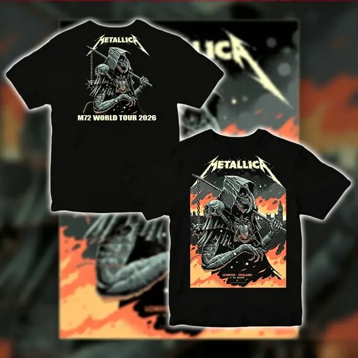 T-shirt de la tournée Metallica à Londres M72 World Tour 2026